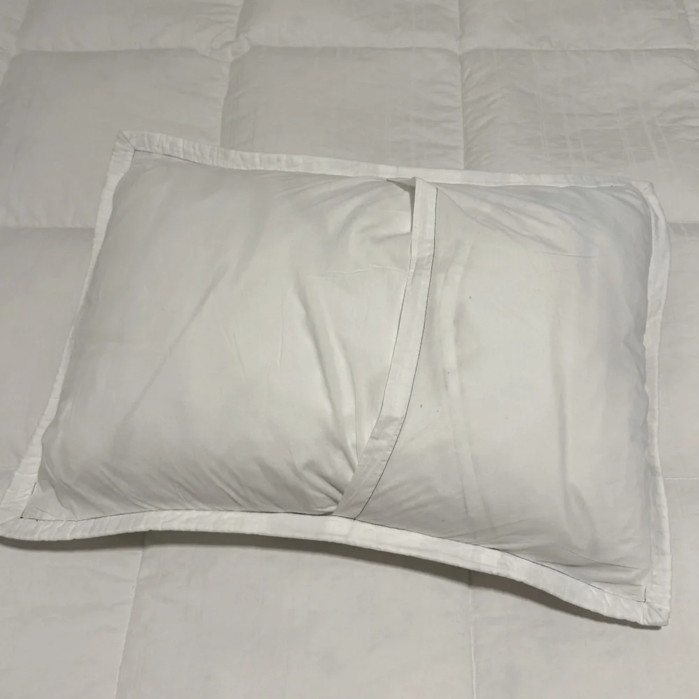 Crate&Barrel Embroidered Contrast Weave Standard Cotton Sham Pillow Case